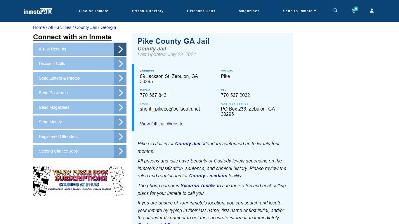 Pike County GA Jail - Inmate Locator