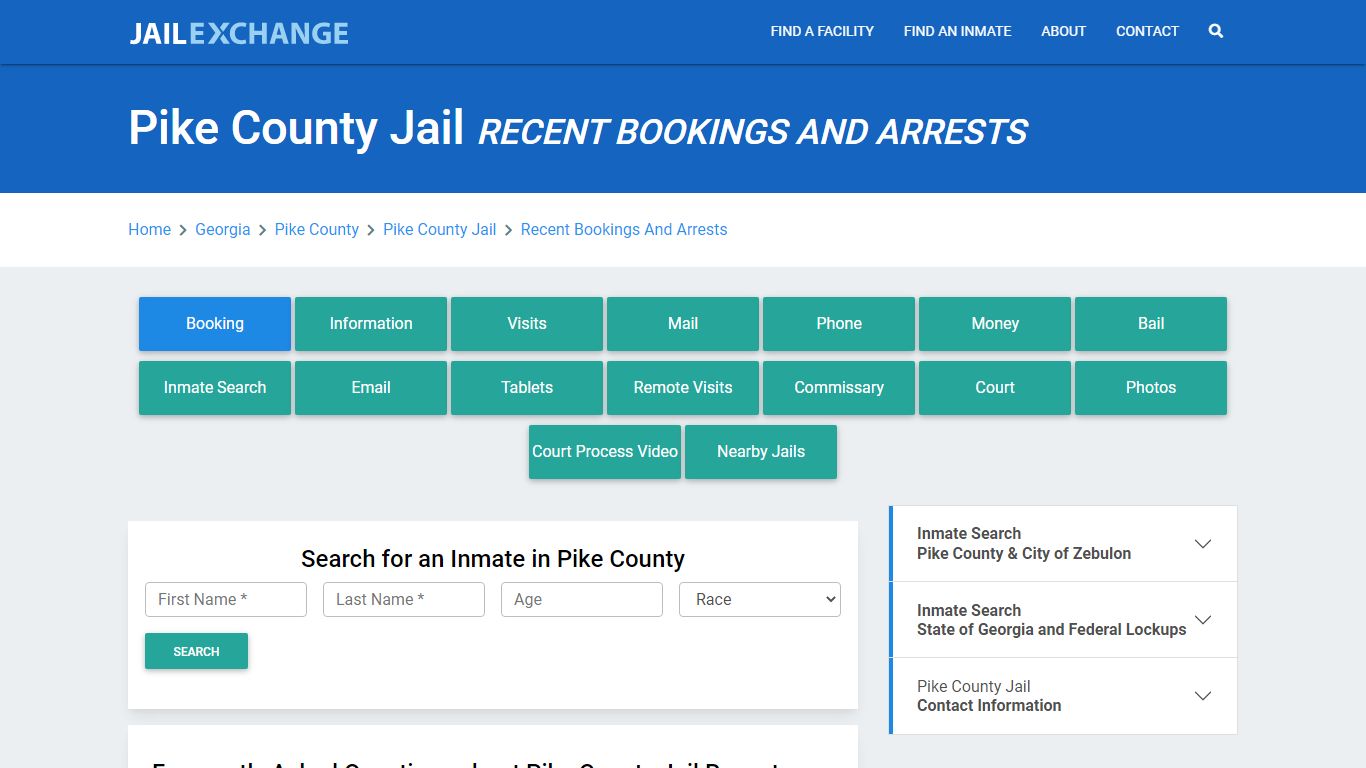 Pike County Jail GA Recent Arrests and Bookings - Jail Exchange