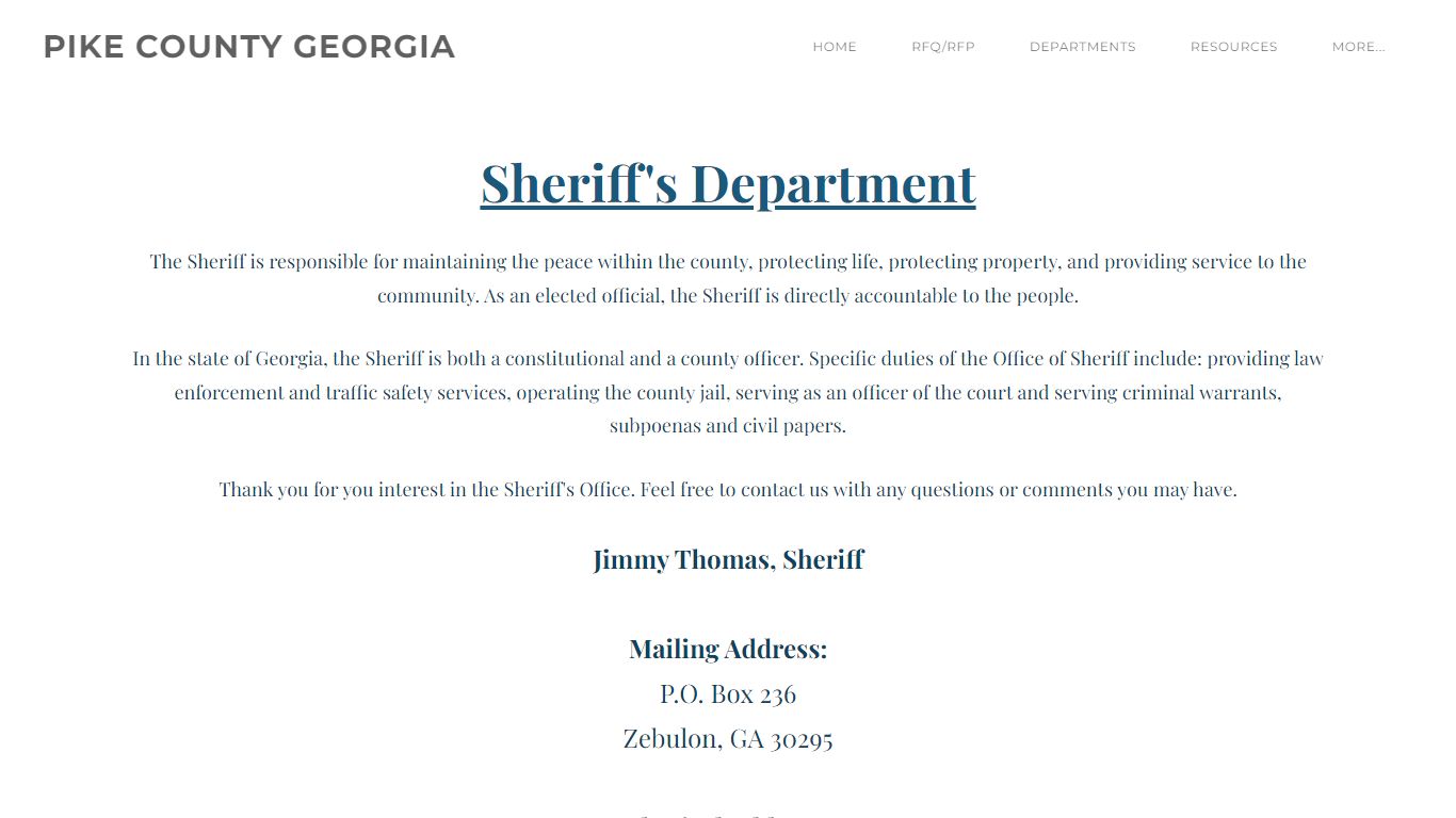 Sheriff's Department - PIKE COUNTY GEORGIA